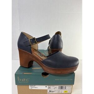 BOC By Born Gia Navy Vegan Leather Platform Heeled Mary Jane Clog Shoes Sz 11M